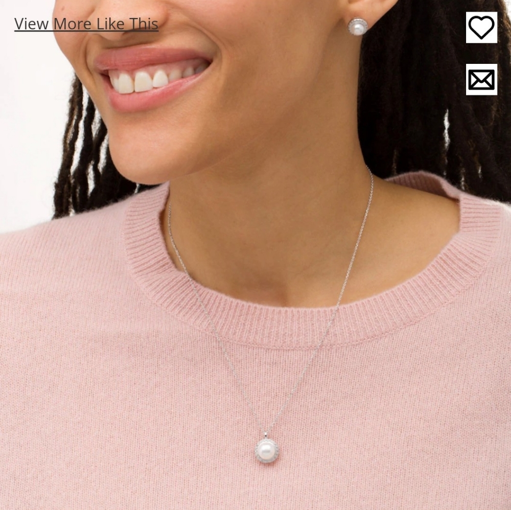 People's Jewelers Pearl & White Sapphire Necklace & Earrings Set